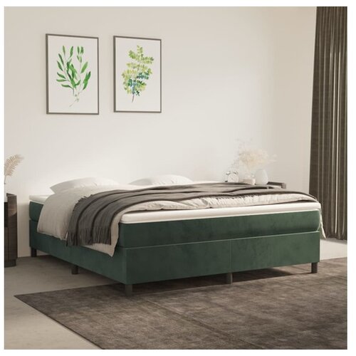  Box spring postelja z vzmetnico temno zelena 180x200 cm žamet Cene