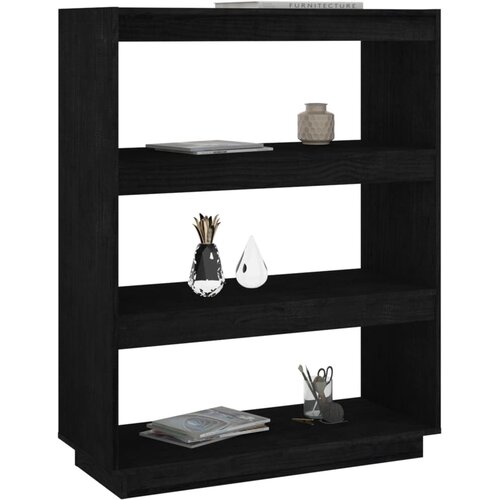  za knjige / pregrada crni 80x35x103 cm od borovine Slike