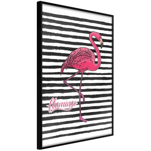  Poster - Flamingo on Striped Background 30x45