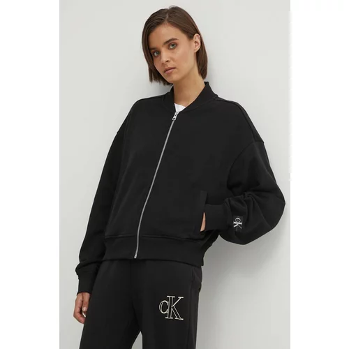 Calvin Klein Jeans Pamučna dukserica za žene, boja: crna, bez uzorka, J20J223913