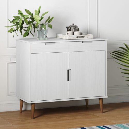  Komoda MOLDE bijela 90 x 40 x 80 cm od masivne borovine Cene