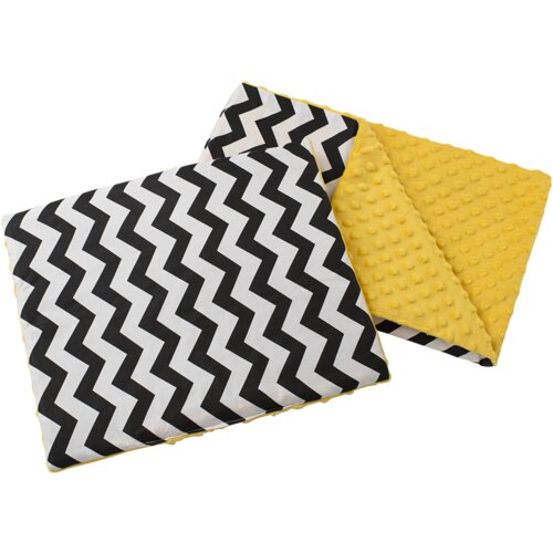 Medi Partners Quilt 55x75 + pillow 35x30 cotton + minky &amp;ndash; Zygzag + yellow minky Slike