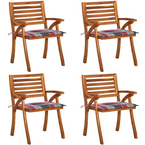 The Living Store Vrtni stoli z blazinami 4 kosi trden akacijev les - Vrtni Stol, (21477787) Cene