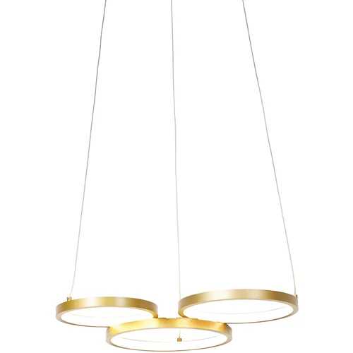 QAZQA Viseča svetilka zlata z LED 3-stopenjsko zatemnjeno 3 lučjo - Rondas