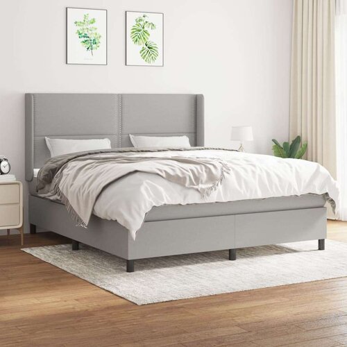  Box spring postelja z vzmetnico svetlo siva 180x200 cm blago, (20893674) Slike