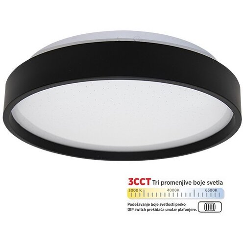 Mitea Lighting led plafonjera crna 15W 220~240V 3CCT dip switch 3000/4000/6500K fi260mm smd M205540-C Cene