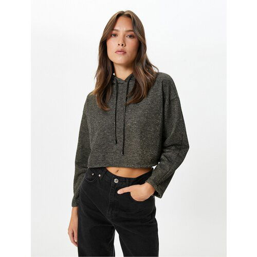 Koton Hooded Crop Sweatshirt Silvery Long Sleeve Slike