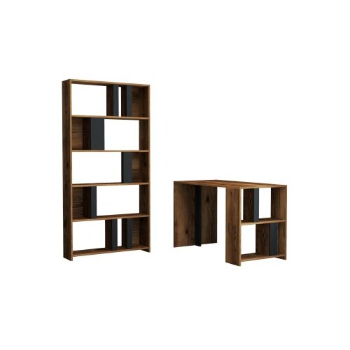 Hanah home radni sto sa policom za knjige lima walnut anthracite Slike