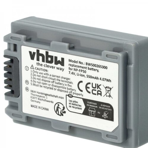 VHBW Baterija NP-FP50 / NP-FP51 za Sony DSC-HC1 / DCR-SR1 / DCR-DVD92, 550 mAh Slike