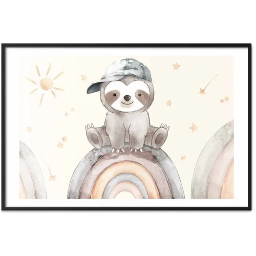  Plakat - Little Animal Among Stars and Rainbows 42x29.7 Crni okvir s margom Slike