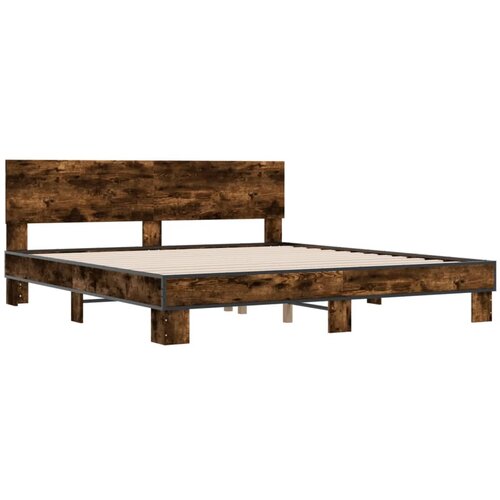 VidaXL Okvir za krevet boja hrasta 200x200cm konstruirano drvo i metal Slike