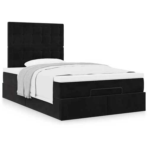 vidaXL Otomanski posteljni okvir z vzmetnicami črn 120x190cm žamet Cene