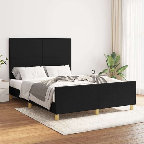  Posteljni okvir z vzglavjem črn 140x190 cm blago, (20795162) Slike
