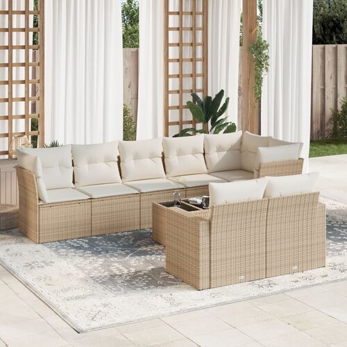 vidaXL 9-dijelni set vrtnih sofa s jastucima bež od poliratana Cijene