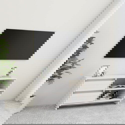 VidaXL TV ormarić bijeli 80 x 31 x 39 cm od masivne borovine Slike
