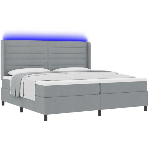 vidaXL Krevet s oprugama  madracem i LED svjetlom  svjetlosiva  200 x 200 cm  tkanina Cijene