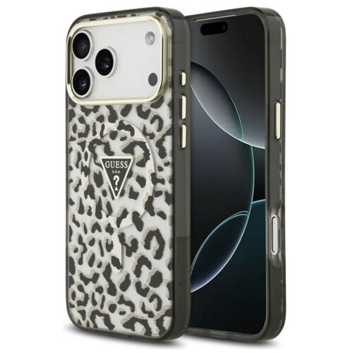  maska guess iml leopard glitter triangle magsafe za iphone 17 pro max/ 18 pro max crna Slike