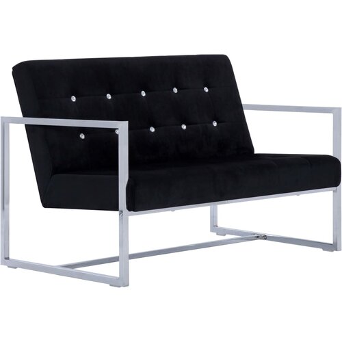 Maison Chic kavč - Sofa - Kanape dvosed z naslonjali za roke črn krom in žamet, (21727544) Cene