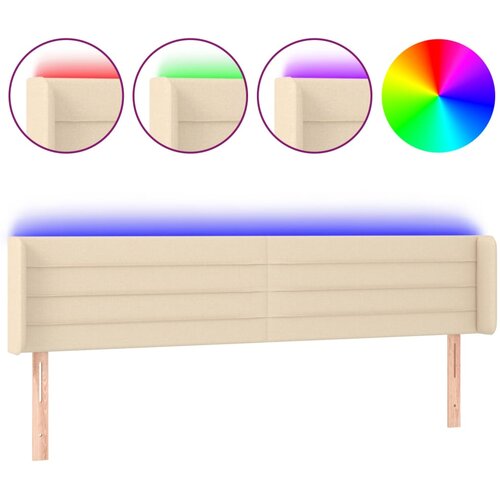 Maison Chic led posteljno vzglavje - vzglavna omarica - nočna omarica krem 163x16x78/88 cm blago, (21706968) Cene