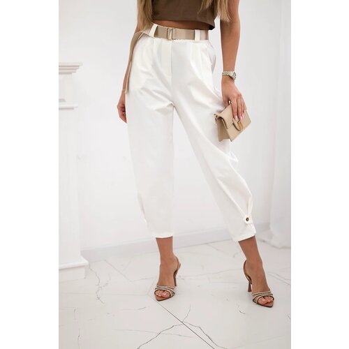 Kesi Włoski Summer Punto trousers with leg closure ecru Slike