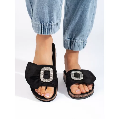 Shelvt Black flip-flops with a cork sole