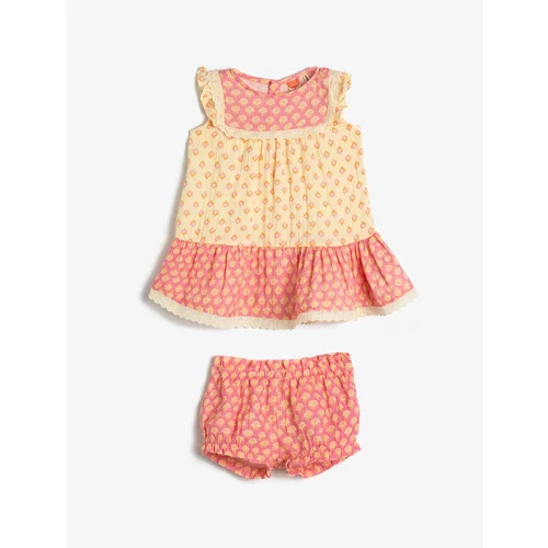 Koton Dress Sleeveless Frill Matching Shorts Detailed Set of 2 Cotton