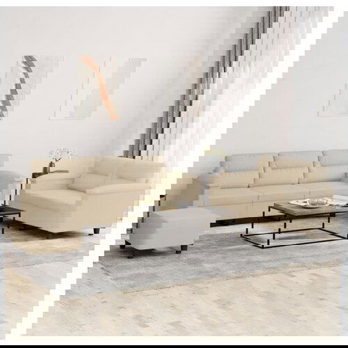 VidaXL 3-dijelni set sofa s jastucima krem od mikrovlakana Slike