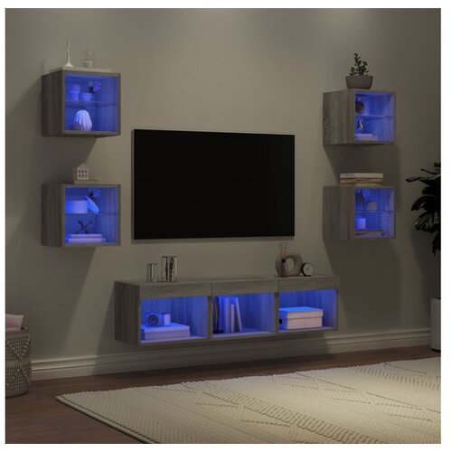 vidaXL Komplet TV omaric LED 7-delni siva sonoma inženirski Cene