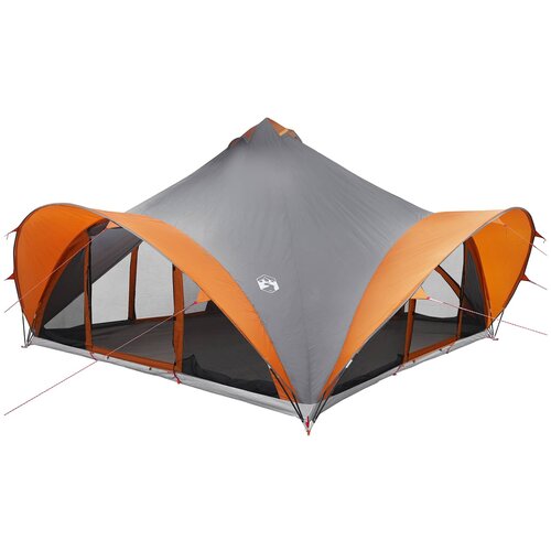 vidaXL Tipi šotor Siva in oranžna Za 18 oseb Poliester in jeklo, (5000309309) Cene