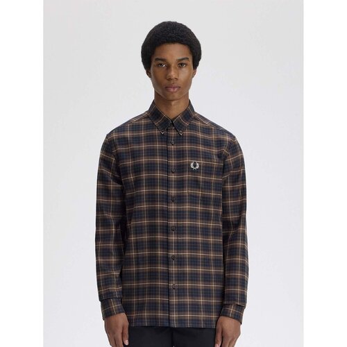 Fred Perry Srajce z dolgimi rokavi Fp Brushed Twill Tartan Shirt Kostanjeva Slike