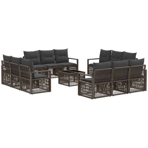 vidaXL Vrtna sedežna garnitura 13 pcs Siva poli ratan, (5000271066) Cene