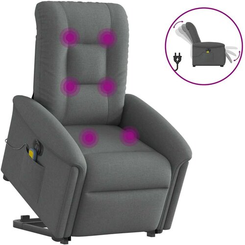 vidaXL Električni masažni naslanjač s funkcijo vstajanja temno siv Cene