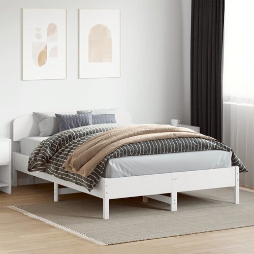 Furnova Posteljni okvir brez vzmetnice bel 150x200 cm trdna borovina, (21937964) Slike
