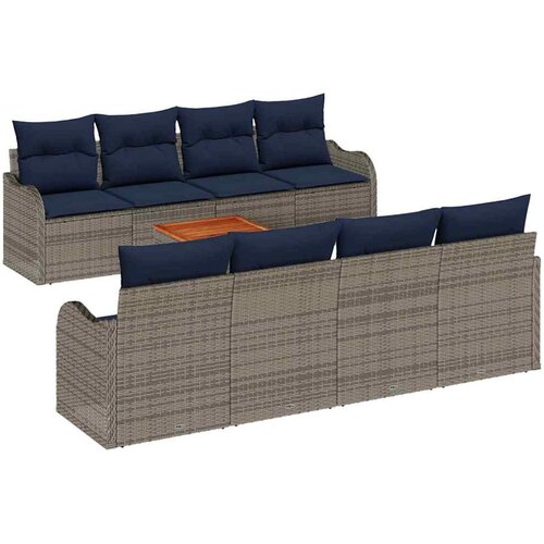 vidaXL Vrtna sedežna garnitura 9 pcs Siva Poly ratan, (5000063315) Cene
