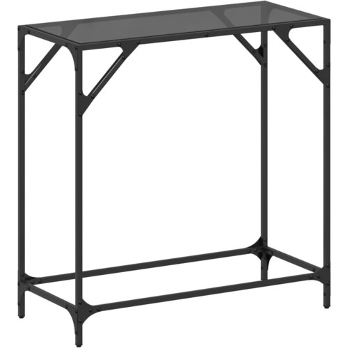 vidaXL Konzolna mizica s črno stekleno površino 80x35x81 cm jeklo Cene