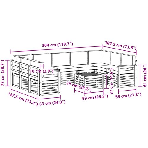  Set vanjskih sofa 10 kom. Bijela i Krem Poliester Slike
