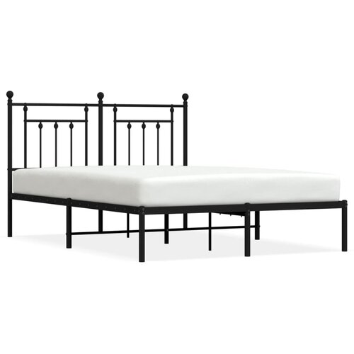 Maison Chic Kovinski Posteljni okvir - Dvoposteljna postelja - Zakonska postelja z vzglavjem črn 140x190 cm, (21692572) Slike
