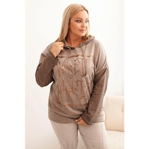 Kesi Włoski women&amp;#039;s plus size hoodie with a washed effect and print fango Slike