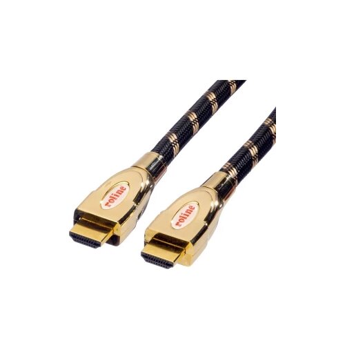 Roline HDMI priključni kabel 1.00 m 11.04.5690 dvostruko zaštićen crna/zlatna [1x muški konektor HDMI - 1x muški konekto Cijene