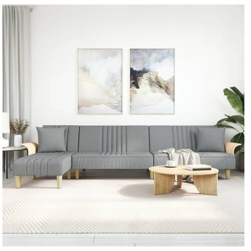 vidaXL Raztegljiv kavc L oblike svetlo siv 279x140x70 cm tka Cene