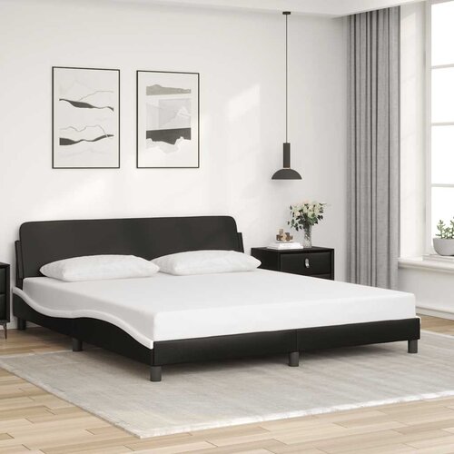  Okvir za krevet Dover crno-bijeli 180x200 cm umjetna koža Slike