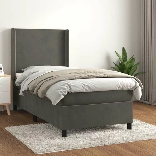 Box spring postelja z vzmetnico temno siva 80x200 cm žamet, (20791173)