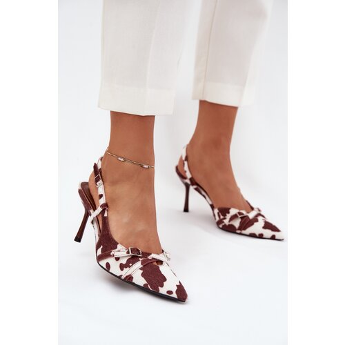 Boto Pumps With Open Heel And Straps Patches White-Brown Ravira Cene