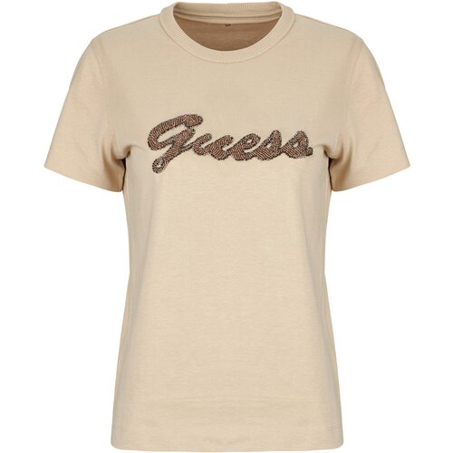 Guess SS CN BEADS SCRIPT TEE Bež Slike