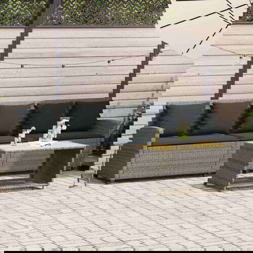  Vrtna sofa 5-sjed s jastucima sivi poliratan Cene