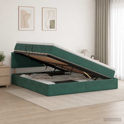 Krevet s od storage Tamnozelena 140 x 200 cm Bar&amp;scaron;un Slike