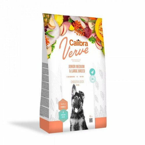 CALIBRA Dog Verve Grain Free Junior Medium & Large Piletina & Pačetina, hrana za pse 12kg Slike