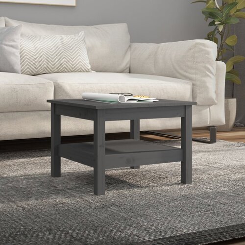 The Living Store Klubska mizica siva 55x55x40 cm trdna borovina - Klubska Mizica, (21421342) Slike