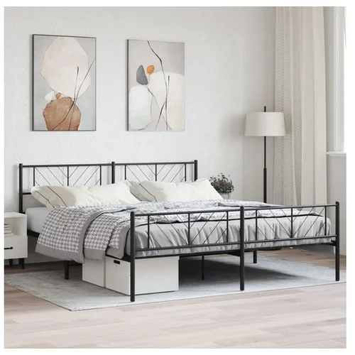 vidaXL Metalni okvir kreveta uzglavlje i podnožje crni 200x200 cm