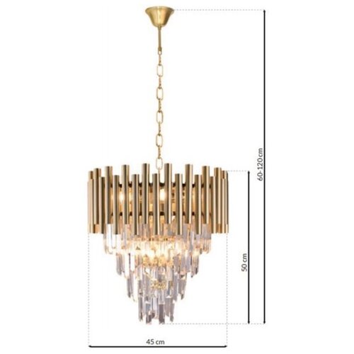  Kristalni luster na lancu MADISON 9xE14/40W/230V zlatna Slike